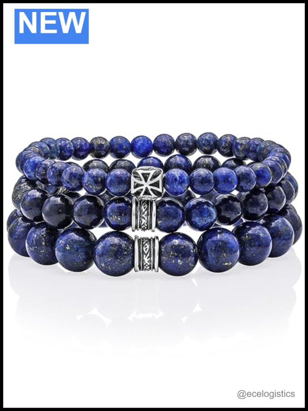 Lapis Lazuli Beaded Bracelet 6/8/10MM 925 Sterling Silver Beads Men Women